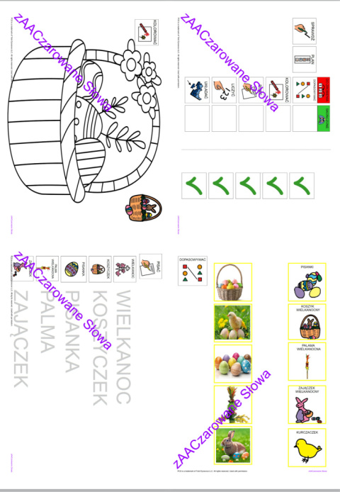 WIELKANOC AAC - CAŁY PAKIET, KARTY PRACY AAC, SYMBOLE PCS