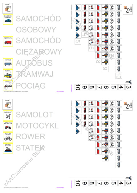 POJAZDY - CAŁY PAKIET AAC, SYMBOLE PCS