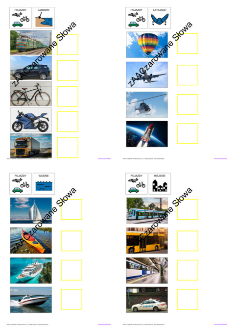 POJAZDY - CAŁY PAKIET AAC, SYMBOLE PCS