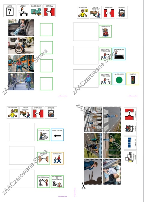 BEZPIECZNA DROGA DO SZKOŁY - CAŁY PAKIET, KARTY PRACY AAC, SYMBOLE PCS