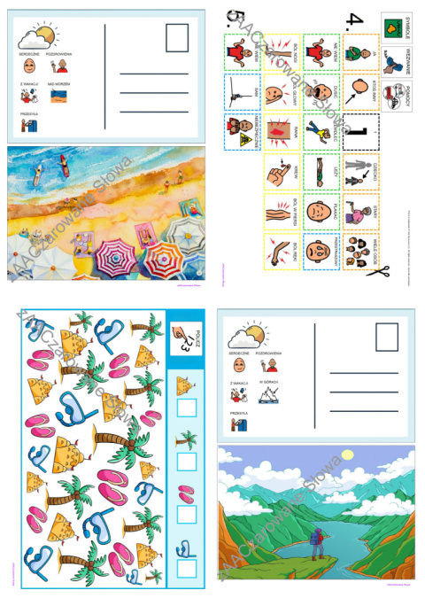 BEZPIECZNE WAKACJE - CAŁY PAKIET, KARTY PRACY AAC, SYMBOLE PCS