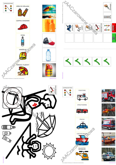 BEZPIECZNE WAKACJE - CAŁY PAKIET, KARTY PRACY AAC, SYMBOLE PCS
