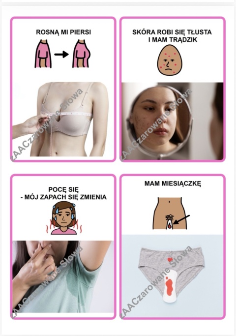 "DOJRZEWANIE" - MATERIAŁY EDUKACYJNE, KARTY PRACY AAC, SYMBOLE PCS