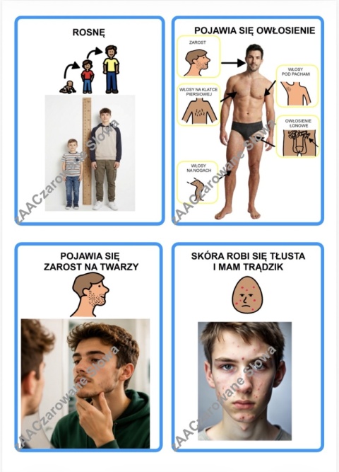 "DOJRZEWANIE" - MATERIAŁY EDUKACYJNE, KARTY PRACY AAC, SYMBOLE PCS
