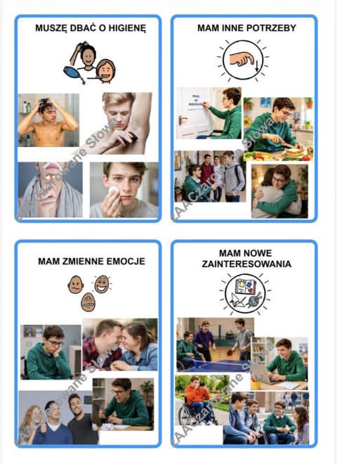 "DOJRZEWANIE" - MATERIAŁY EDUKACYJNE, KARTY PRACY AAC, SYMBOLE PCS
