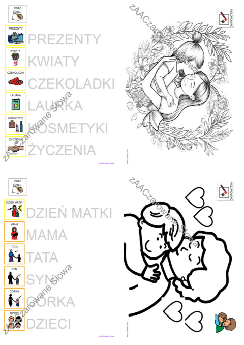 DZIEŃ MATKI - CAŁY PAKIET AAC, KARTY PRACY, SYMBOLE PCS