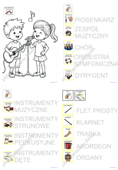 MUZYKA WOKÓŁ NAS - CAŁY PAKIET, KARTY PRACY AAC, SYMBOLE PCS