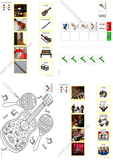 MUZYKA WOKÓŁ NAS - CAŁY PAKIET, KARTY PRACY AAC, SYMBOLE PCS