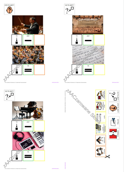 MUZYKA WOKÓŁ NAS - CAŁY PAKIET, KARTY PRACY AAC, SYMBOLE PCS