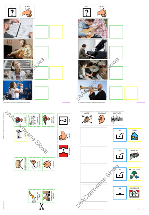 MUZYKA WOKÓŁ NAS - CAŁY PAKIET, KARTY PRACY AAC, SYMBOLE PCS