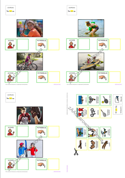 SPORT - CAŁY PAKIET, KARTY PRACY AAC, SYMBOLE PCS