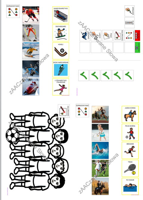 SPORT - CAŁY PAKIET, KARTY PRACY AAC, SYMBOLE PCS