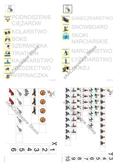 SPORT - CAŁY PAKIET, KARTY PRACY AAC, SYMBOLE PCS