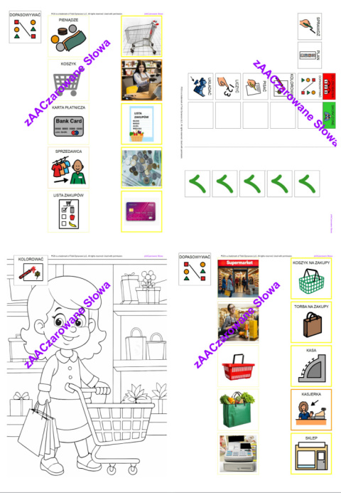 W SKLEPIE - CAŁY PAKIET, KARTY PRACY AAC